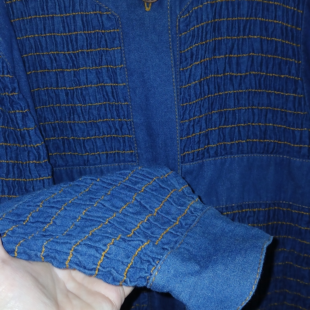 Blue Textured Button-Up Jacket - image 4